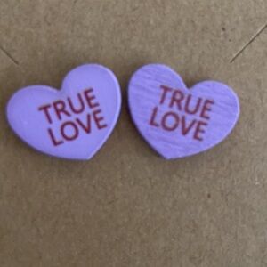 Valentine's Day Purple Confetti Wood Conversation Heart Earrings 1 Set Hand Made